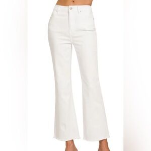 Zenana White Cropped Bootcut Jeans
